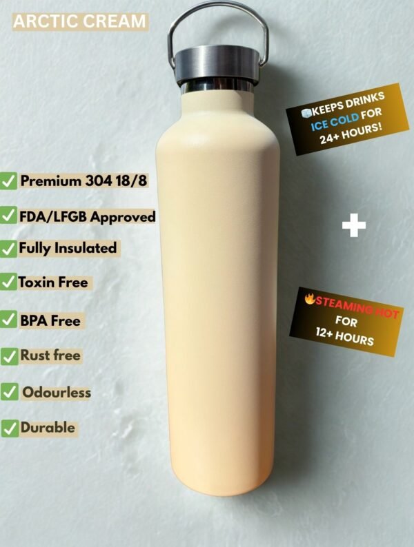 Arctic Cream Pure Diligence 304 Stainless Steel Bottles